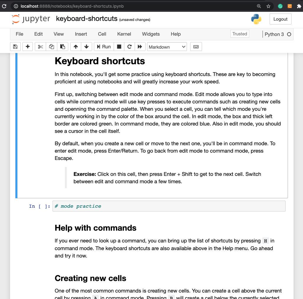 A snapshot of `keyboard-shortcuts.ipynb` file.